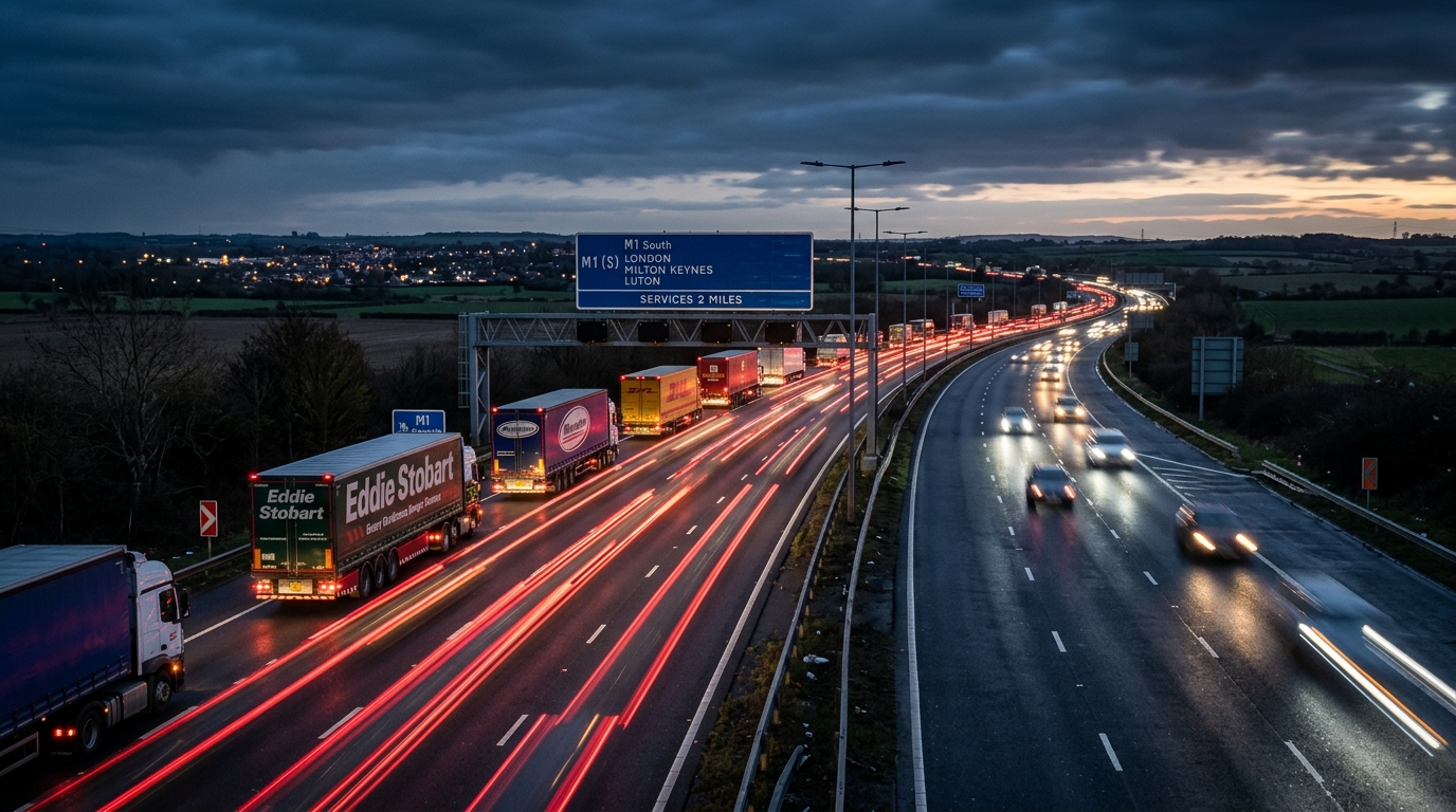 Commercial Road Freight Highway at Twilight